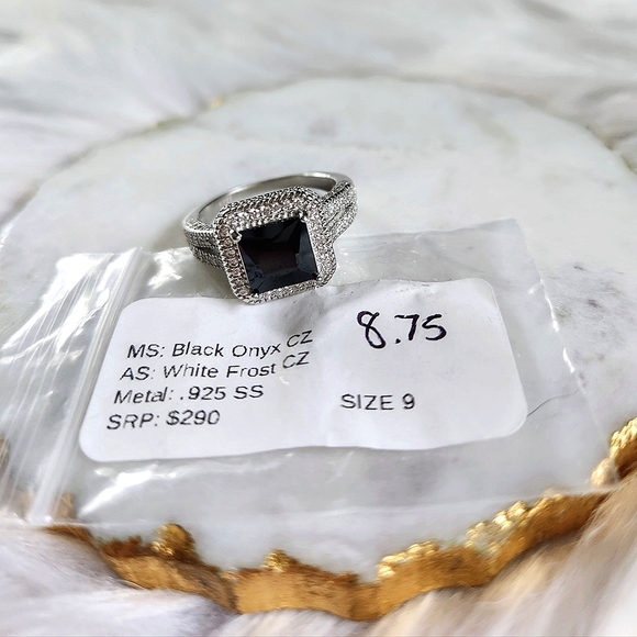 NWT Ryze Black Onyx Cubic Zirconia .925 Sterling Silver Ring - Size 8.75 - Picture 3 of 9
